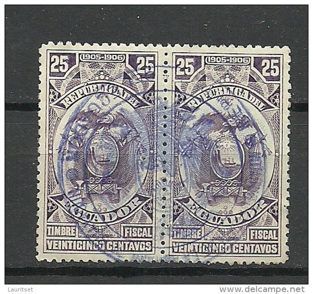 ECUADOR 1905/06 Old Revenue Tax Stamp In Pair O - Ecuador