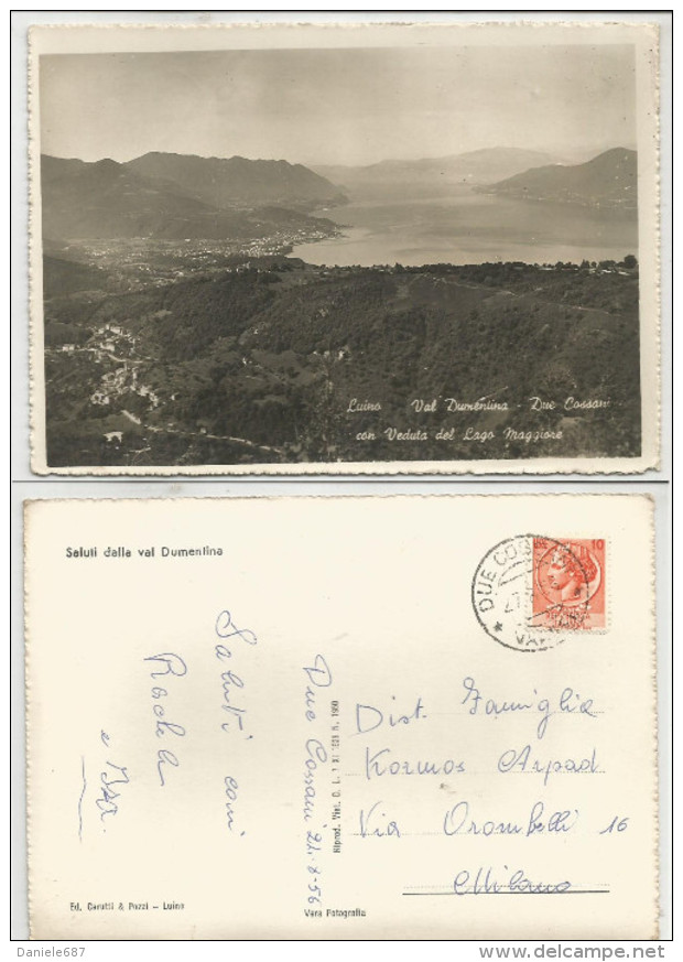VARESE (021) - LUINO Val Dumentina - DUE COSSANI Con Veduta Del Lago Maggiore - FG/Vg 1956 - Luino