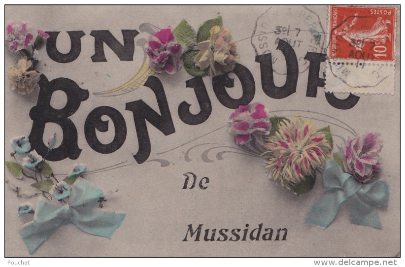 24) MUSSIDAN - UN BONJOUR    - (CARTE FANTAISIE) - Mussidan