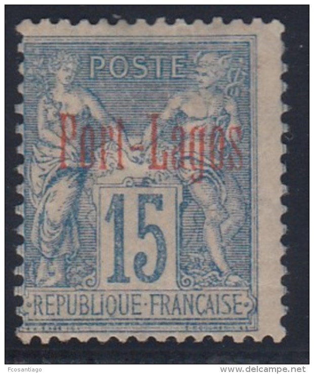 FRANCIA/PUERTO LAGOS 1893 - Yvert #3 - MLH * - Usati