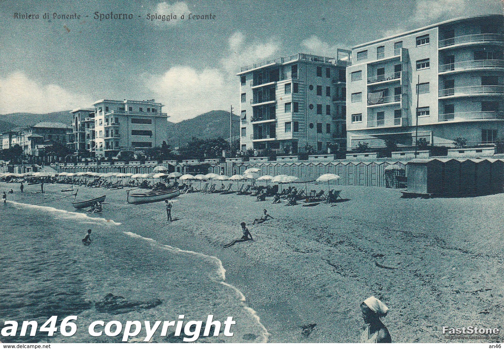 SPOTORNO-SAVONA-SPIAGGIA A LEVANTE-VIAGGIATA 1953-OTTIMA CONSERVAZIONE-VEDI OFFERTA SPECIALE- - Savona