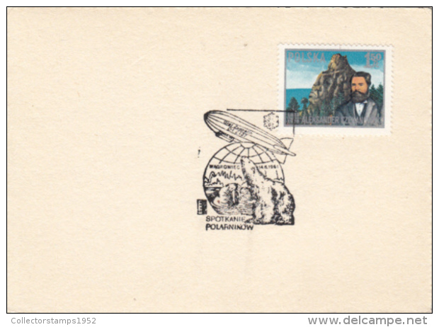 43721- LZ 127 GRAF ZEPPELIN POLAR FLIGHT, WALRUS, POLAR BEAR, SPECIAL POSTMARK ON CARDBOARD, 1981, POLAND - Polar Flights