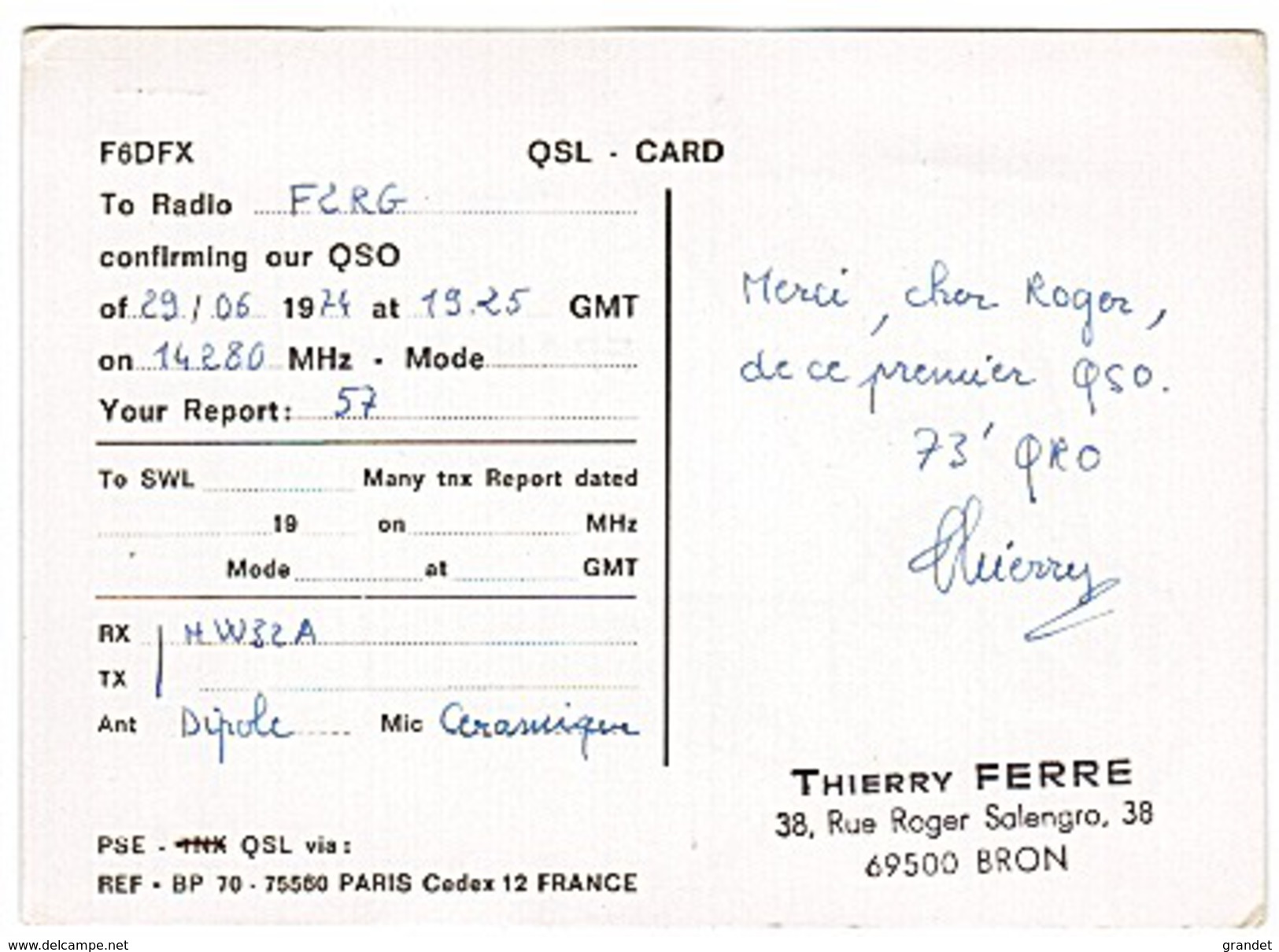 CARTE - RADIO - QSL - BRON - - Radio Amateur