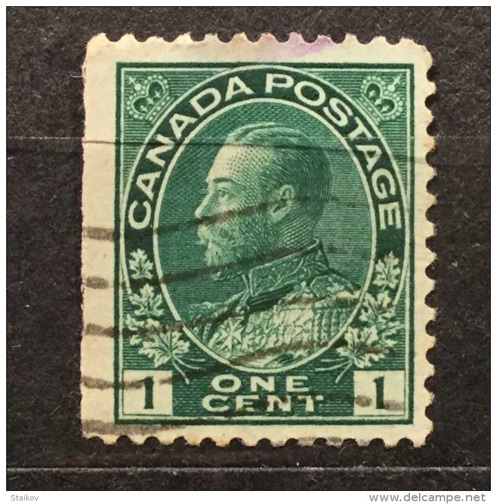 One Cent 1912 Admiral Green Canada Stamp ERROR IMPERFORATED LEFT SIDE UNIQUE Very Good RRRR Rare Low Price - Roulettes