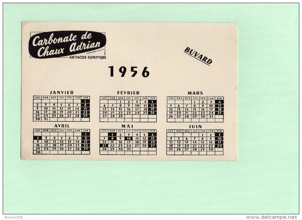 C0606 - BUVARD - Carbonate De Chaux Adrian - Calendrier 1956 - Produits Pharmaceutiques