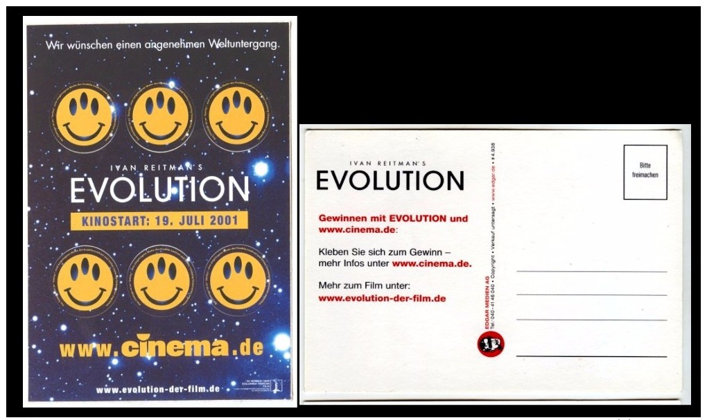 CP AUTOCOLLANT Cinéma Evolution Ivan Reitman´s 2001 Allemagne - Deutschland - Altri & Non Classificati
