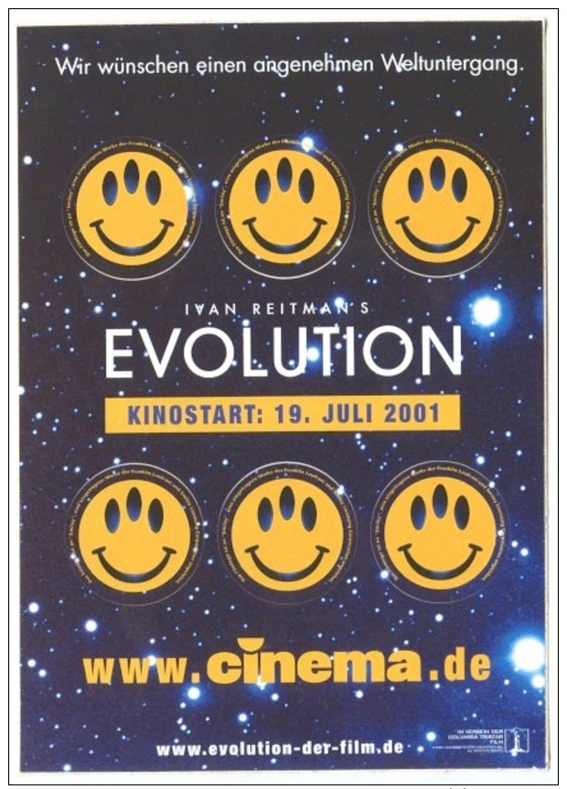 CP AUTOCOLLANT Cinéma Evolution Ivan Reitman´s 2001 Allemagne - Deutschland - Altri & Non Classificati