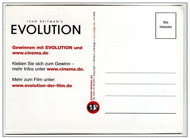 CP AUTOCOLLANT Cinéma Evolution Ivan Reitman´s 2001 Allemagne - Deutschland - Altri & Non Classificati