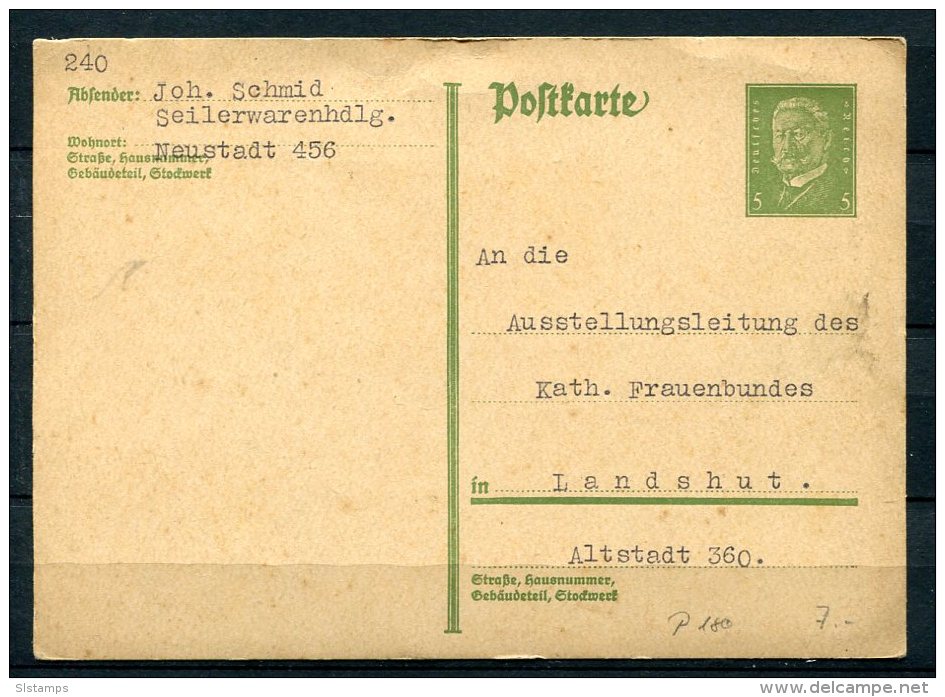 Germany 1928 Uprated Postal Stationary Card Landshut - Covers & Documents