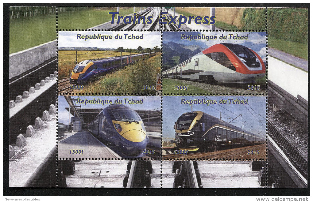 TRAINS,**NEW ISSUE**,Trains Exprerss  SOUVENIR SHEET Of 4 STAMPS,MNH,MINT,#DA192 - Trains