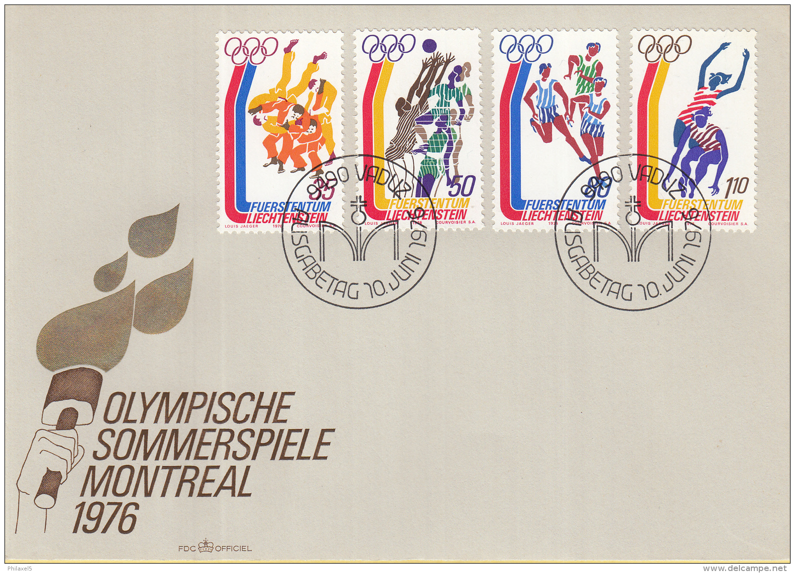 Liechtenstein - FDC 10-6-1976 - Olympische Summerspiele, Montreal - M 651-654 - Verano 1976: Montréal