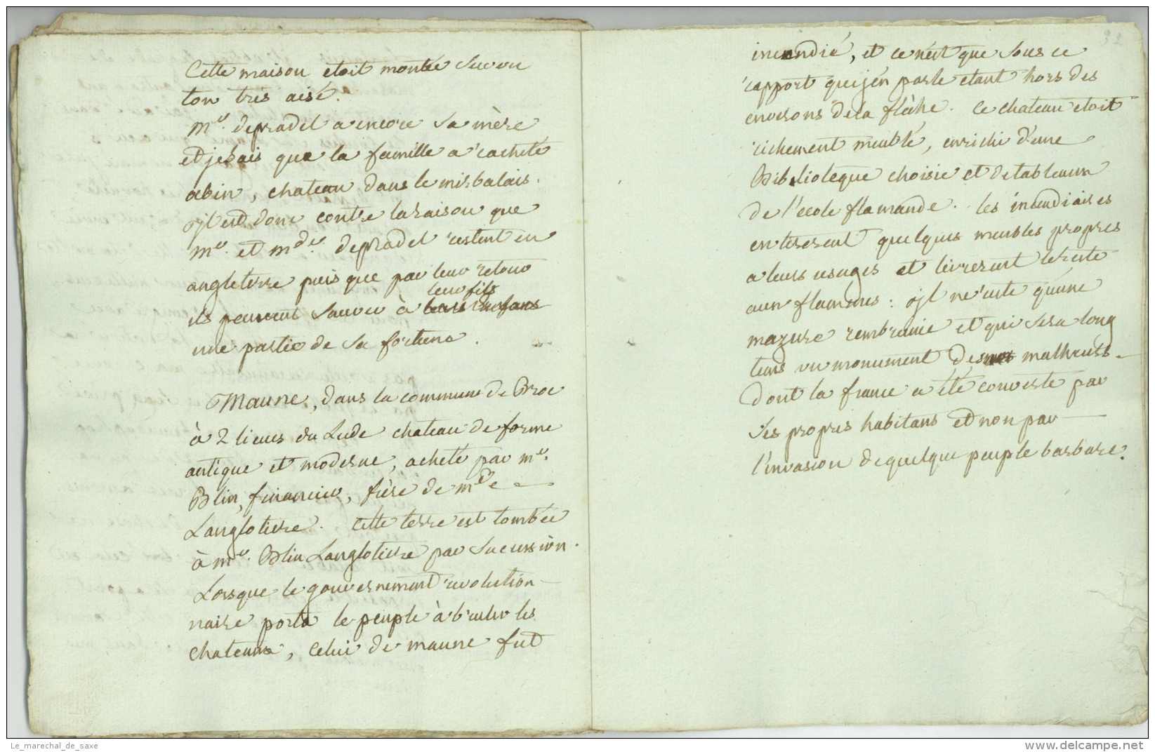 Charles P.A. BOUCHER (Montbason 1742-1812) - Manuscrit - Les Chateaux Des Environs De La Fleche - 1801 - Anjou Histoire - Manuscritos