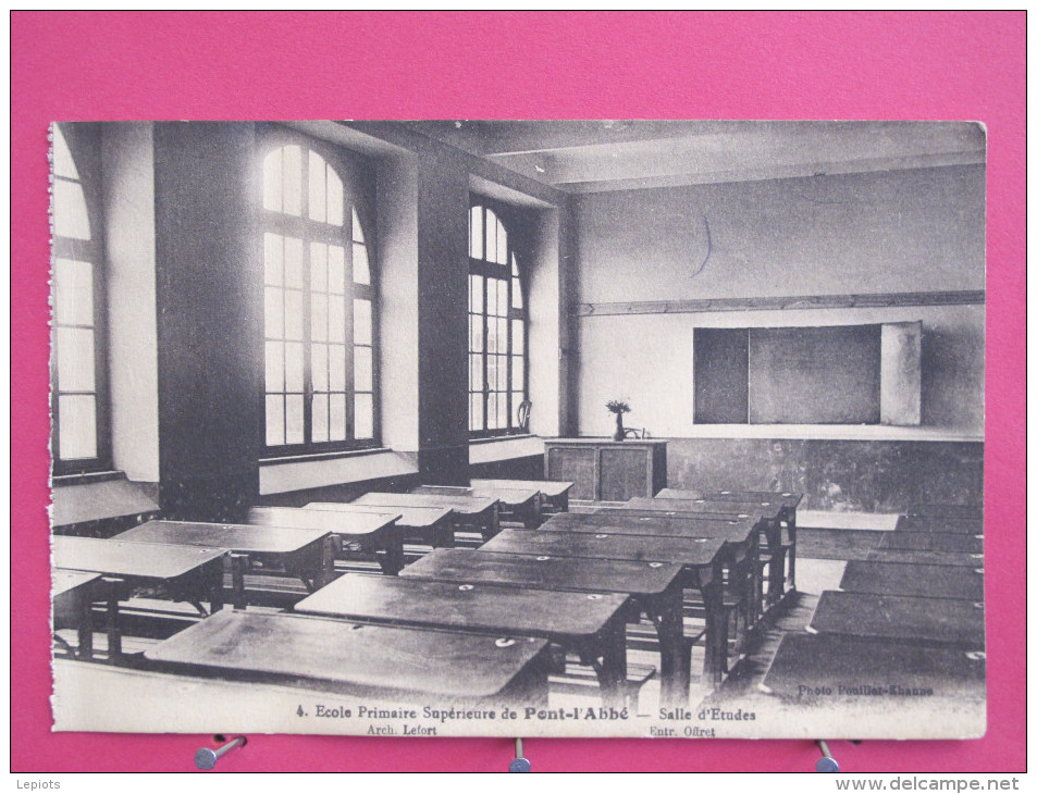 Carte Très Peu Courante - Pont L'Abbé - Ecole Primaire Supérieure - Salle D'Etudes - Scans Recto-verso - Pont L'Abbe