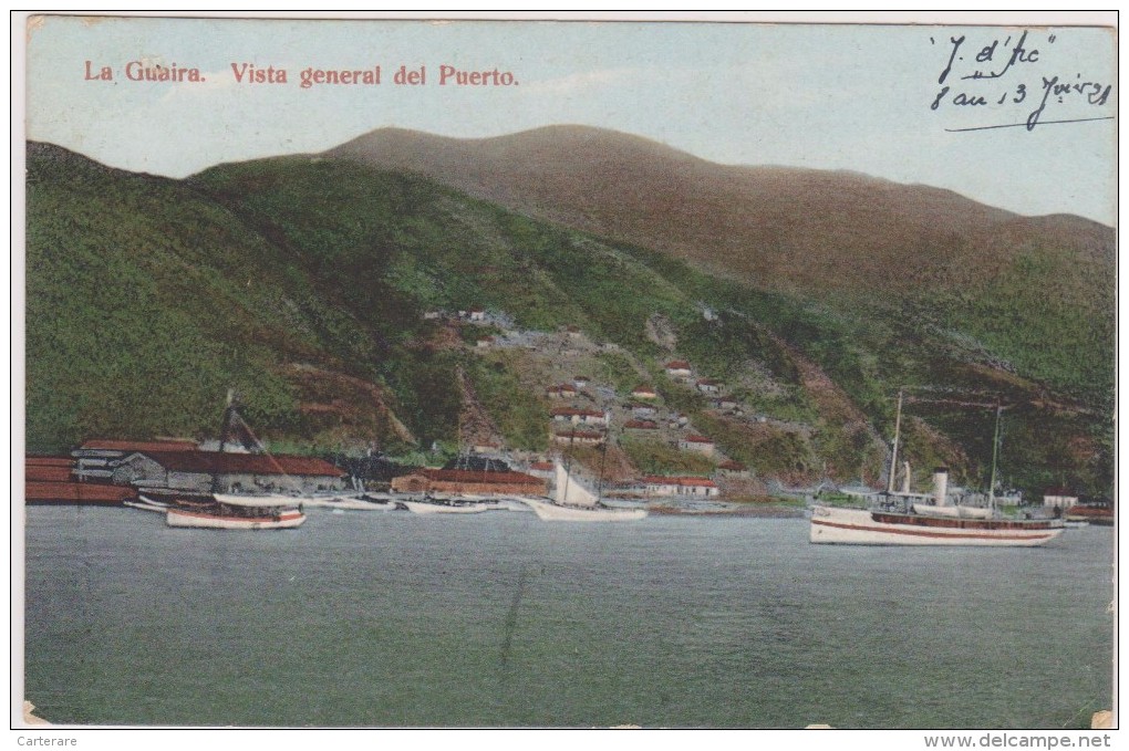 AMERIQUE,Vénézuela En 1921,LA GUAIRA,vista Del Porto,état De Vargas,mer Des Caraibes,port,prés Caracas,rare,voilier,rare - Venezuela