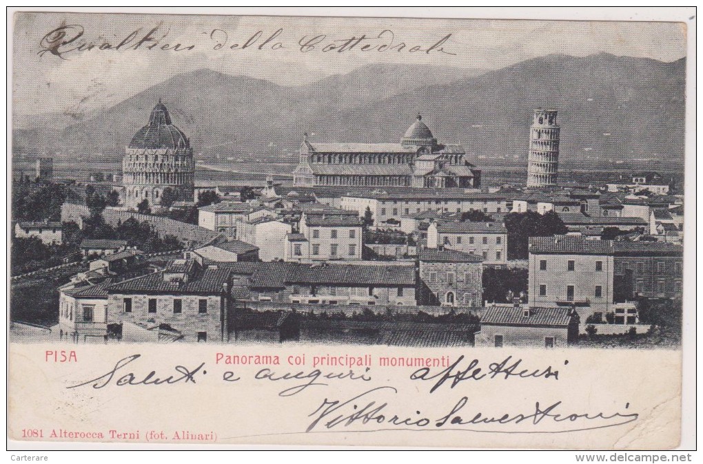 Italie,italia,TOSCANA,TOSCANE,PISA,PISE,panorama Coi Principali  Monumenti,rare,avec Timbre - Pisa