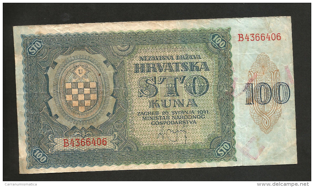 CROATIA - NATIONAL BANK -  100 KUNA (ZAGREB - 1941) - WWII - Croatia