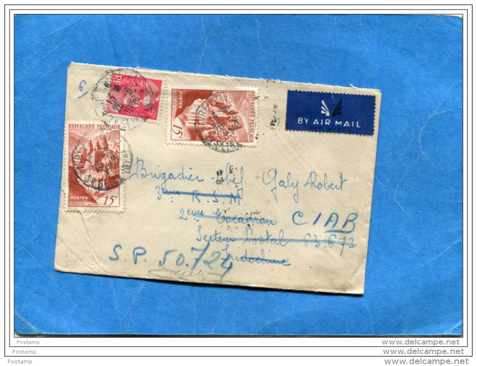 MARCOPHILIE-lettre- Françe-cad 1948-pour INDOCHINE  T O E  SP 62673-Réexpediée SP 50724-cad Arrivée SP 405 - Guerre D'Indochine / Viêt-Nam