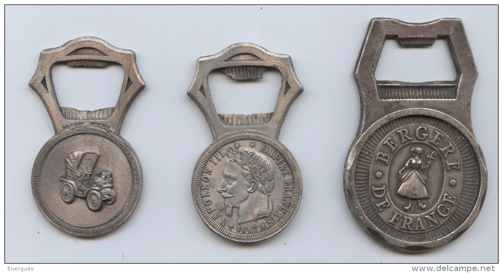 Décapsulateur, 3 Objets,, Bergère De France, Bar Le Duc,Napoléon III,Aix En Provence,auto, Toulouse, Boucherie,Maurice - Tire-Bouchons/Décapsuleurs
