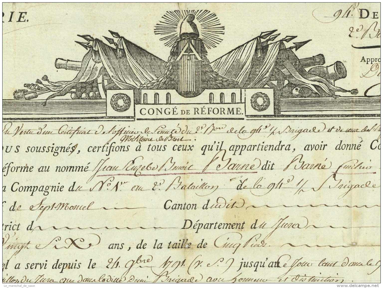 94e Demi-Brigade - GISTEL 1798 Belgique - Marechal SOULT Et General CHAMPIONNET - Historical Documents