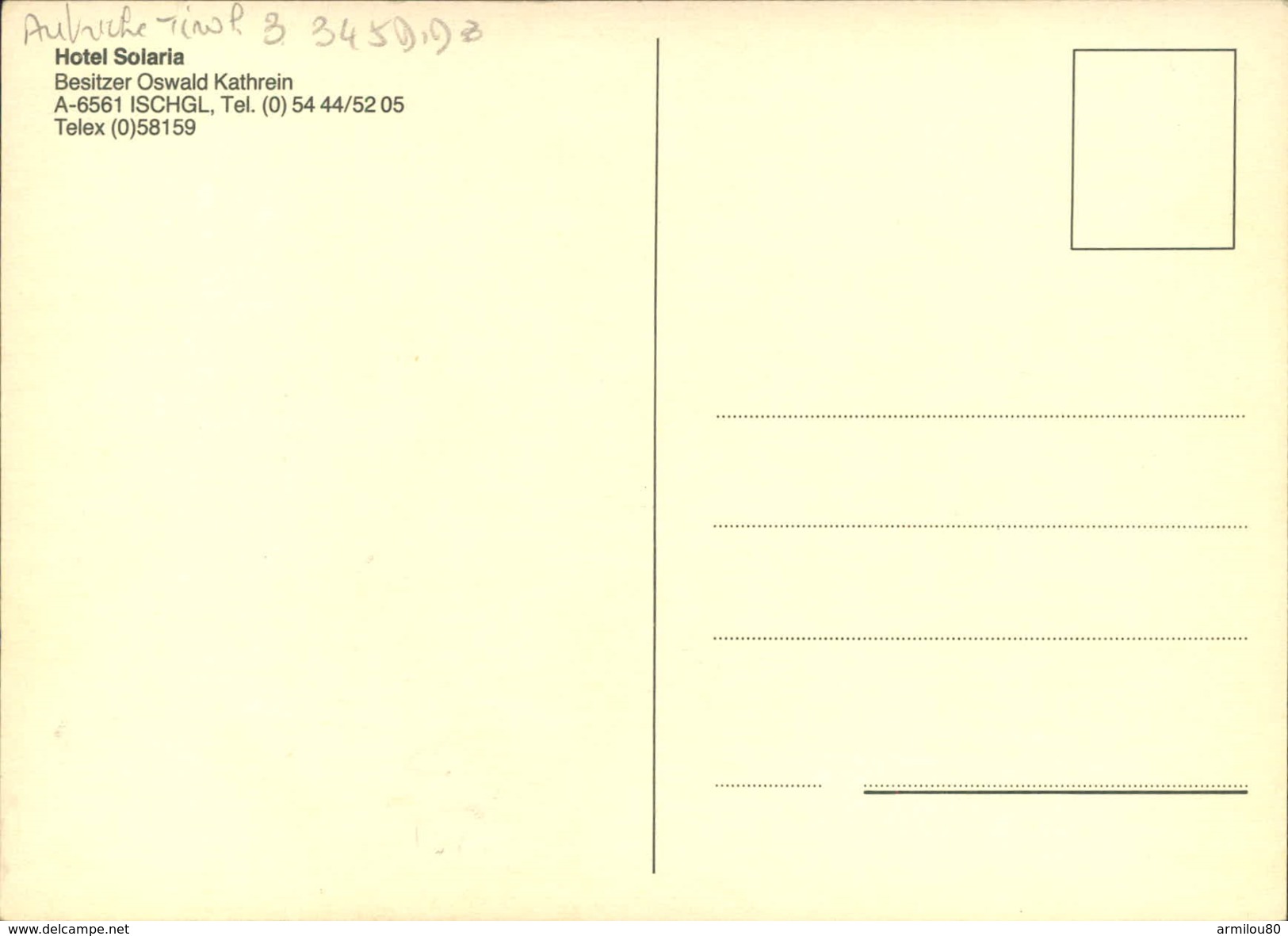 N°345 DID 3 CARTE GRAND FORMAT HOTEL SOLARIA BESITZER OSWALD KATHREIN ISCHGL MULTIVUES - Igls