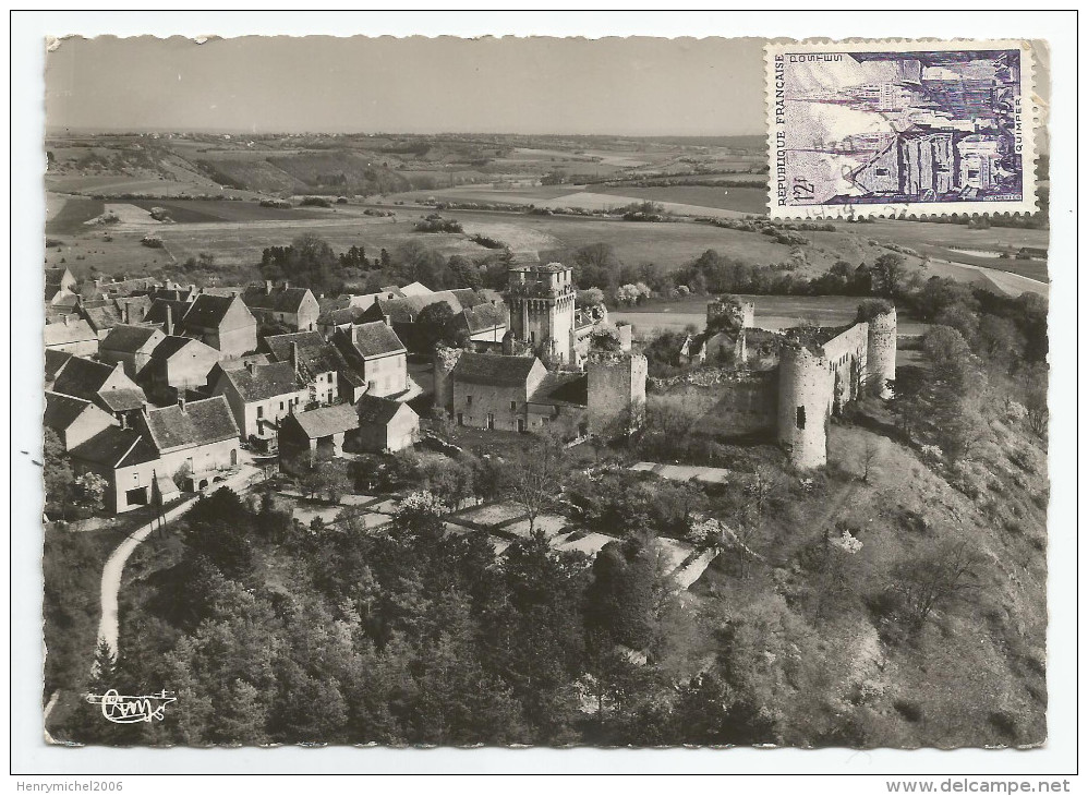 Yonne - 89 - Druyes Les Belles Fontaines Vue Aérienne Timbre Taxe Dos 10f  1954 - Autres & Non Classés