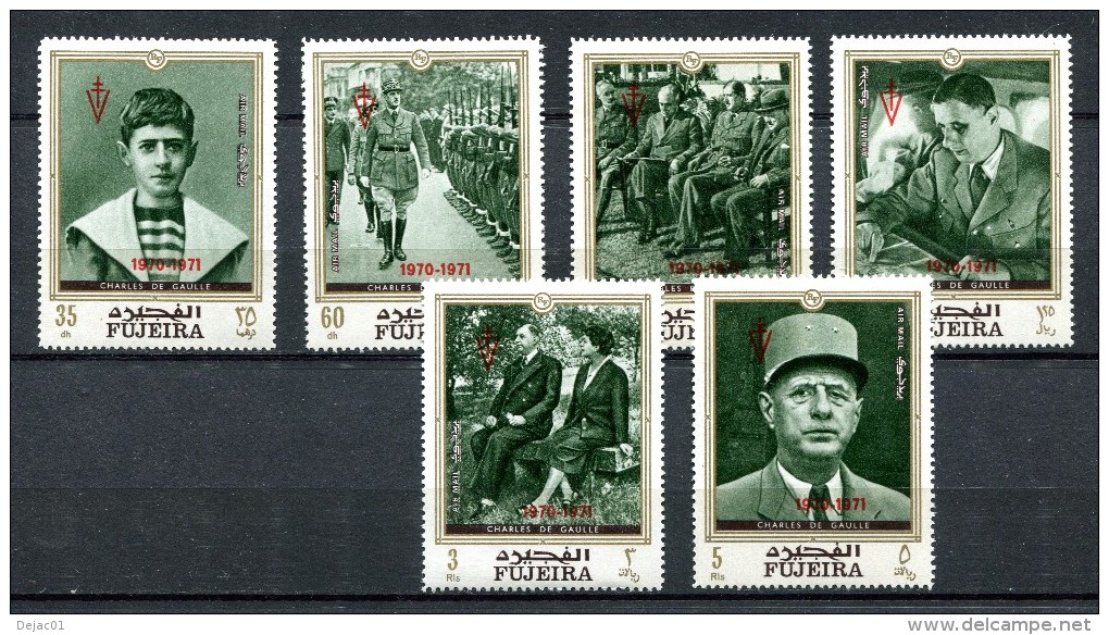 Thème Général De Gaulle - FUJEIRA Yvert 33 Neuf Xxx Surcharge Rouge (manque 1 Valeur) - De Gaulle (General)