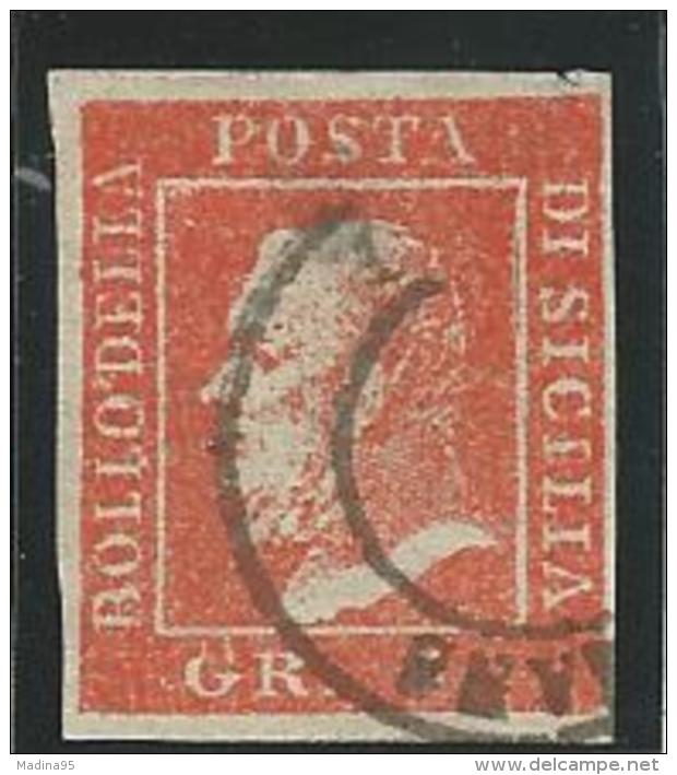 ITALIE-ANCIENS ETATS: Deux Sicile: Obl., N°21, Aminci, FAUX, B - Sizilien