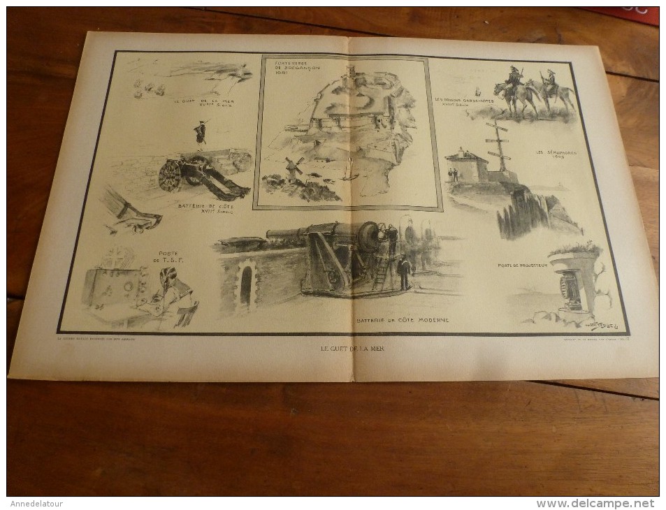 La Guerre Navale à Travers Le Temps , Gravure D'Albert Sébille  LE GUET DE LA MER (dimension Du Document = 50cm X 33cm - Documents