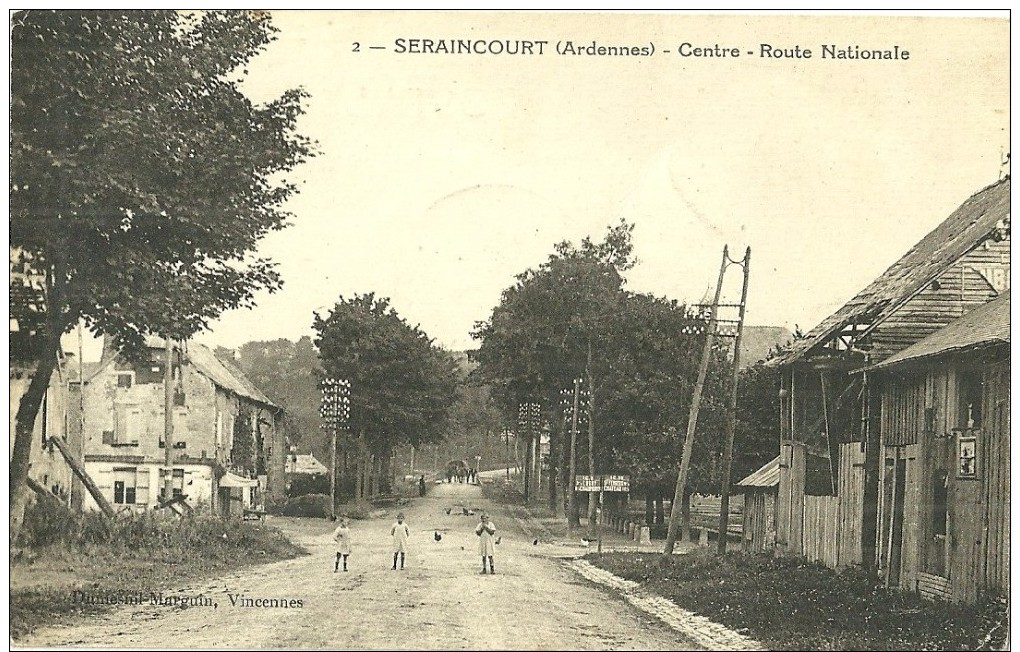 CPA SERAINCOURT - ARDENNES - CENTRE - ROUTE NATIONALE - Autres & Non Classés