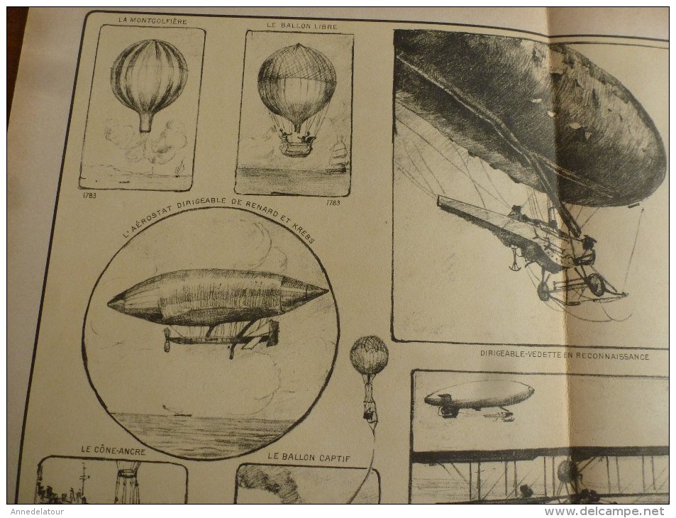 La Guerre Navale à Travers Le Temps , Gravure De La MONGOLFIERE Au ZEPPELIN (dimension Du Document = 50cm X 33cm - Documents