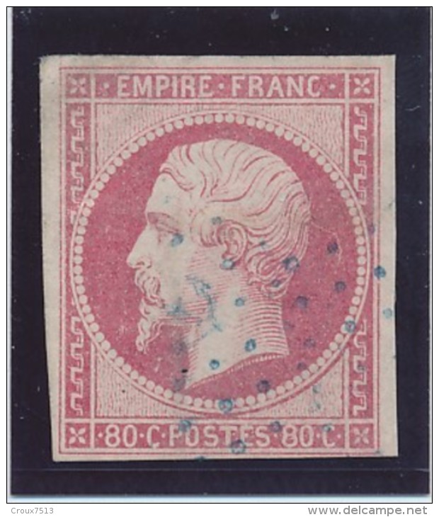 80 C Rose N° 17 B Obl Ancre Bleue Signé Calves TB. - 1853-1860 Napoléon III