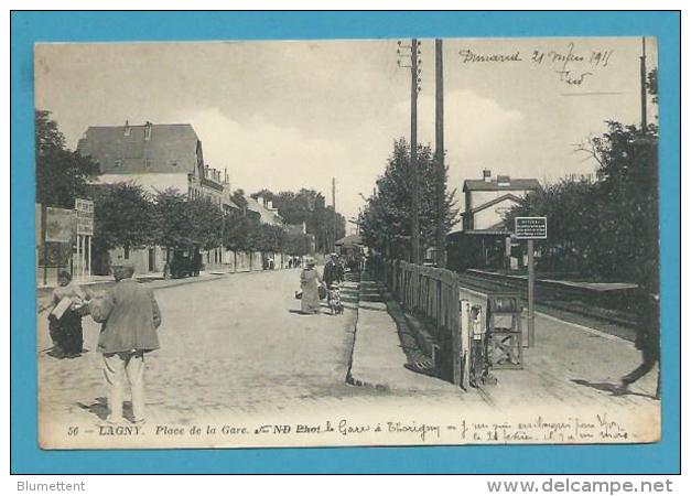 CPA 56 - Chemin De Fer Place De La Gare LAGNY Et Gare à THORIGNY  77 - Lagny Sur Marne
