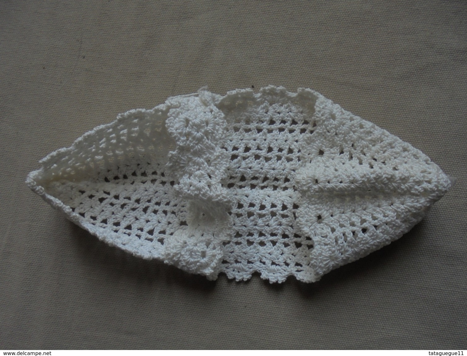 Ancien - Petit Chausson Pour Sabot En Crochet Coton Perlé Blanc - Laces & Cloth