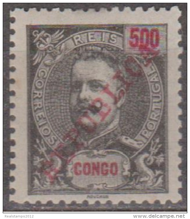 CONGO - 1911-  D. Carlos I, Com Sobrecarga «REPUBLICA»  500 R.   * MH   MUNDIFIL  Nº 73 - Congo Portuguesa