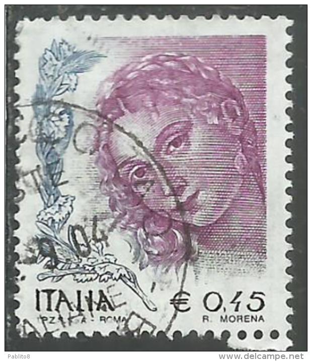 ITALIA REPUBBLICA ITALY REPUBLIC 2003 2004 LA DONNA NELL´ARTE WOMAN IN ART € 0,45 USATO USED OBLITERE´ - 2001-10: Usati