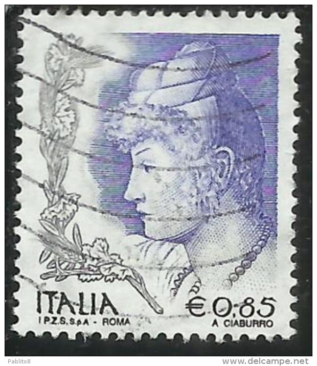 ITALIA REPUBBLICA ITALY REPUBLIC 2003 2004 LA DONNA NELL´ARTE WOMAN IN ART € 0,85 USATO USED OBLITERE´ - 2001-10: Usati