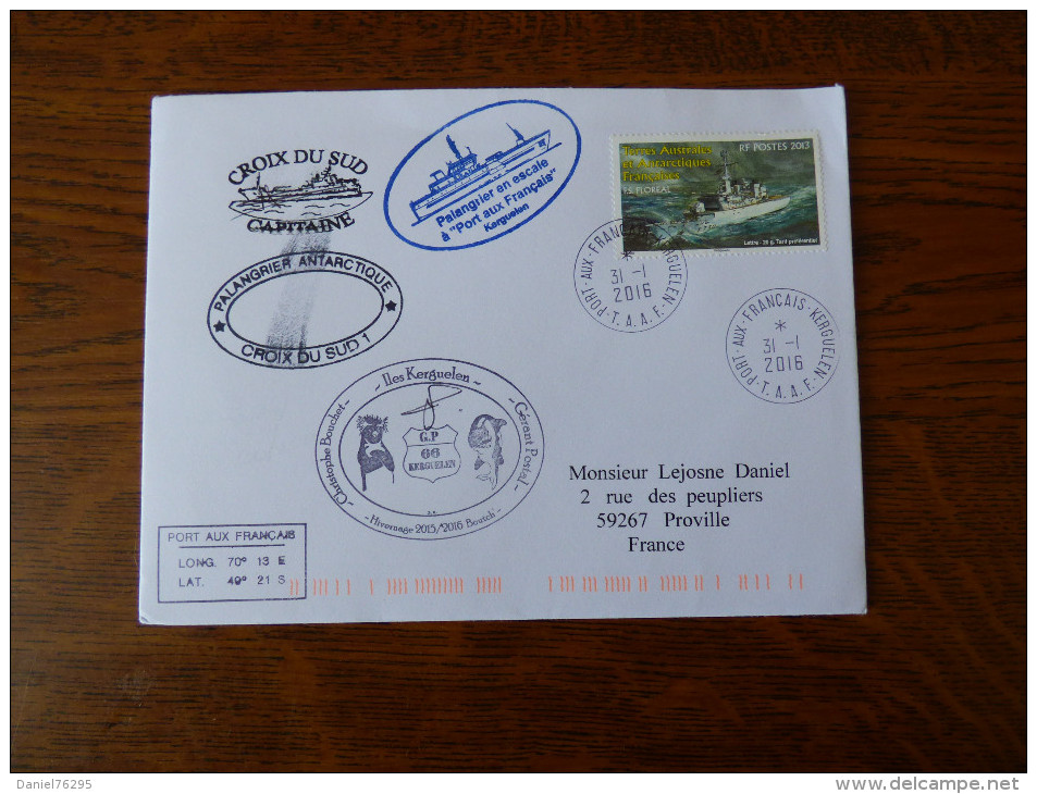 Courrier Kerguelen   Bateau Croix Du Sud - Covers & Documents