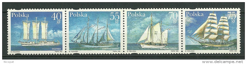 POLAND MNH ** 3366-3369 VOILIER. VOILIERS. OCEANIA. ZAWISZA CZARNY. GENERAL ZARUSKI. FREDERIC CHOPIN. BATEAU. BATEAUX - Neufs