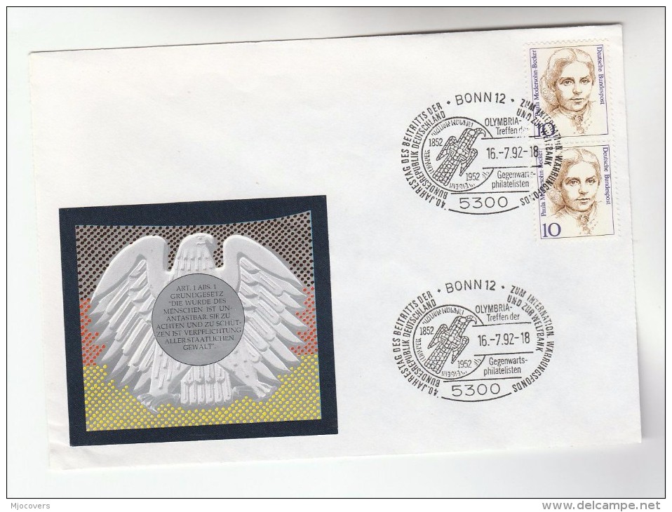 1992 GERMANY EVENT COVER 40th Anniv ACCESSION To IMF & WORLD BANK  Finance Currency Coin Stamps - Monete