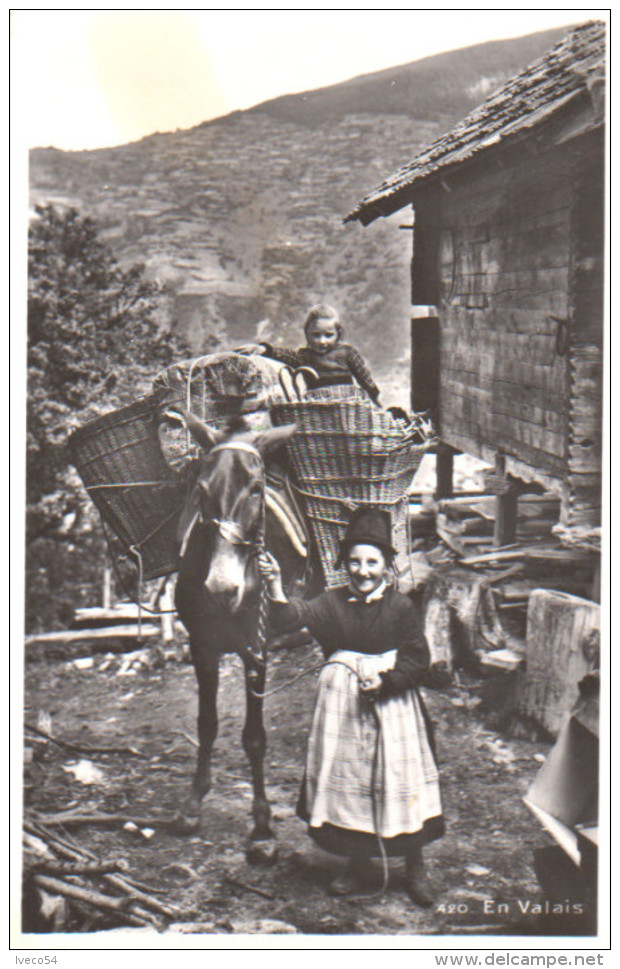 En Valais  " Ane Chargé De Paniers " - Kostums