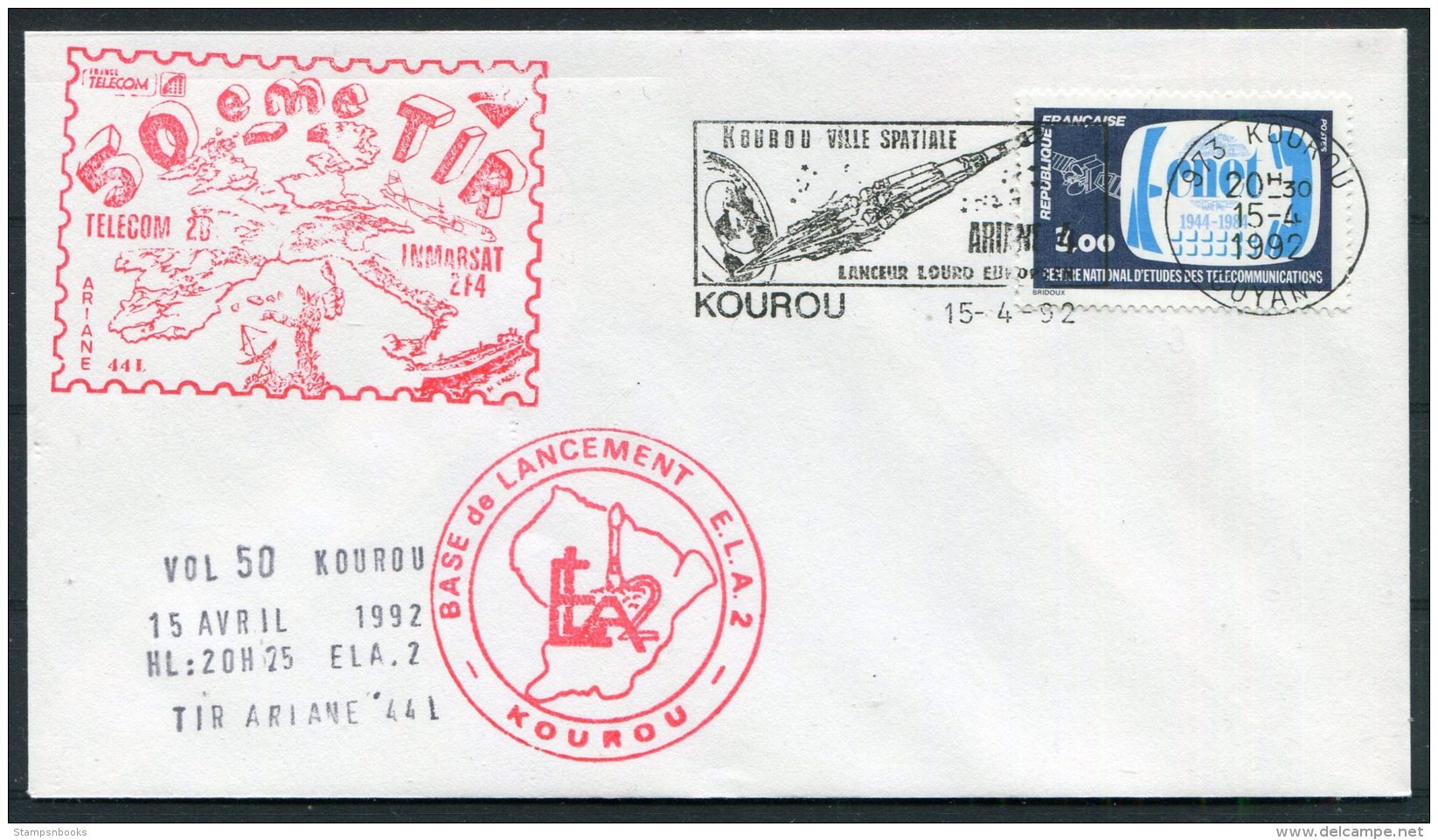 1992 Fance Guyana Kourou Space Rocket Ariane Cover - Europe