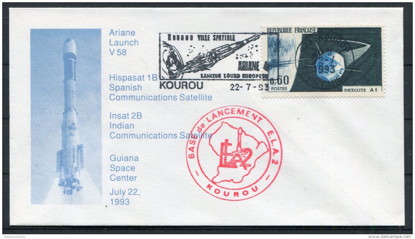 1992 Fance Guyana Kourou Space Rocket Ariane Cover - Europe