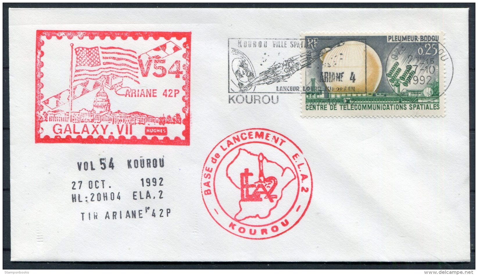 1992 Fance Guyana Kourou Space Rocket Ariane Cover - Europe