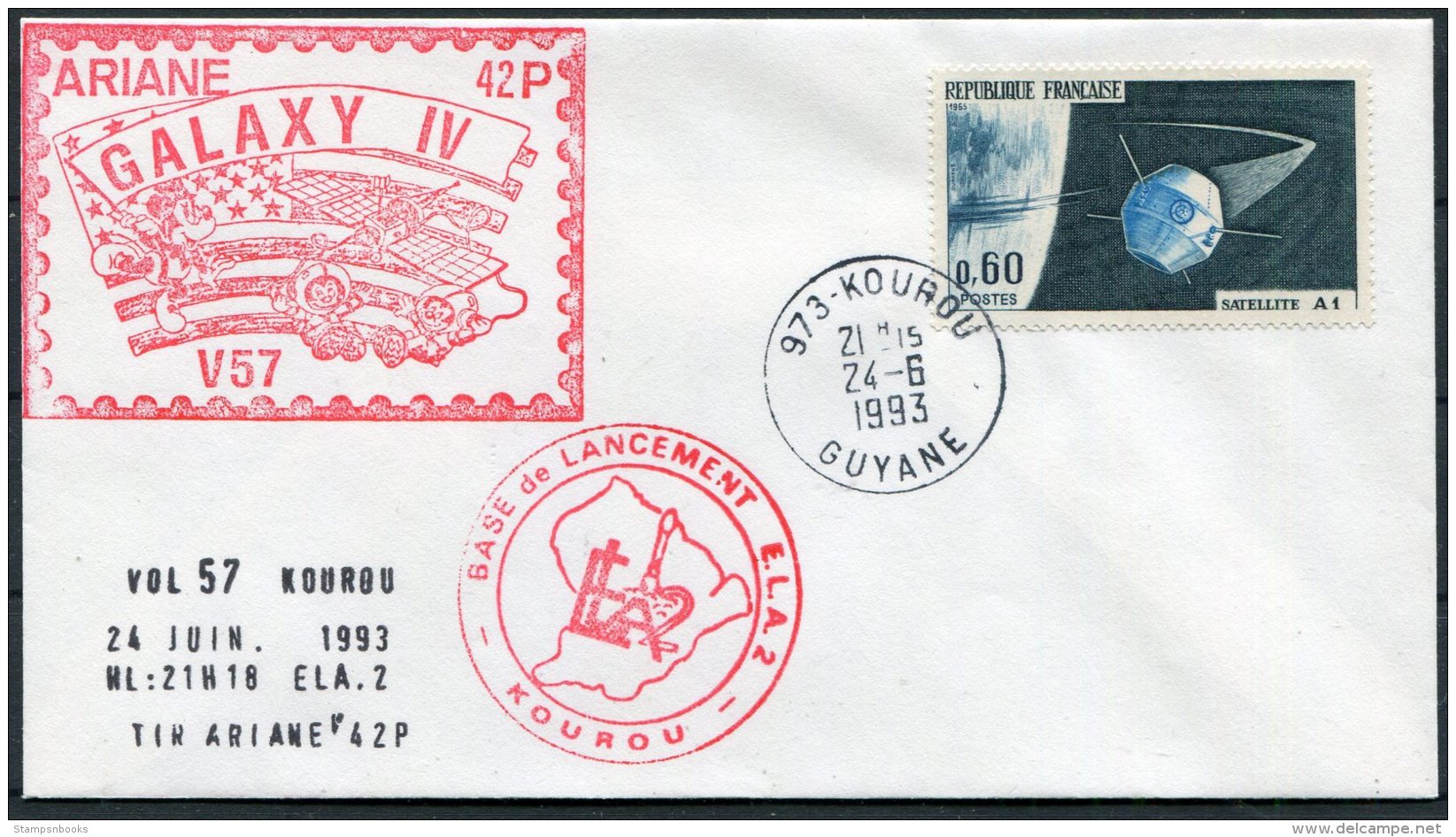 1993 Fance Guyana Kourou Space Rocket Ariane Cover - Europe