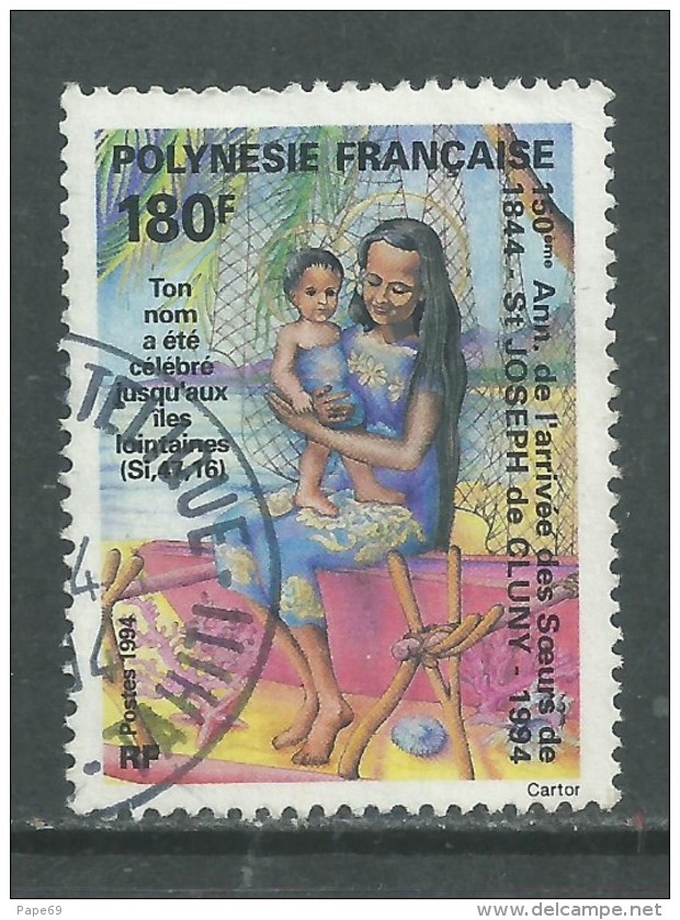 Polynésie N° 454  O  150ème Anniversaire De L´arrivée Des Soeurs De St Joseph De Cluny,  Oblitération Moyenne Sinon TB - Oblitérés