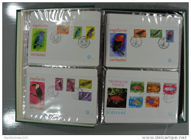 SURINAME FDC´S COLLECTION IN 3 IMPORTA PSI II ALBUMS FAUNA BIRDS FLORA TRANSPORT ONLY 10% CV! Ndf onbeschreven/unwritten