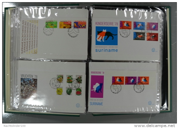 SURINAME FDC´S COLLECTION IN 3 IMPORTA PSI II ALBUMS FAUNA BIRDS FLORA TRANSPORT ONLY 10% CV! Ndf onbeschreven/unwritten