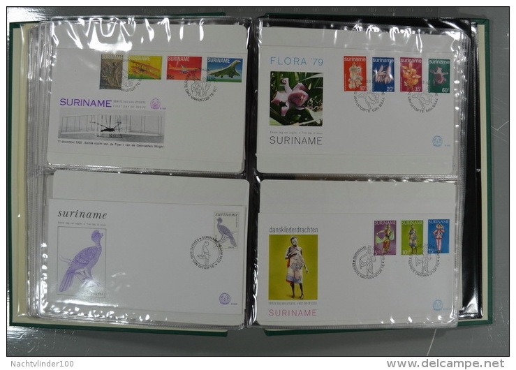 SURINAME FDC´S COLLECTION IN 3 IMPORTA PSI II ALBUMS FAUNA BIRDS FLORA TRANSPORT ONLY 10% CV! Ndf onbeschreven/unwritten