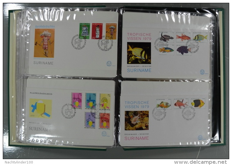 SURINAME FDC´S COLLECTION IN 3 IMPORTA PSI II ALBUMS FAUNA BIRDS FLORA TRANSPORT ONLY 10% CV! Ndf onbeschreven/unwritten