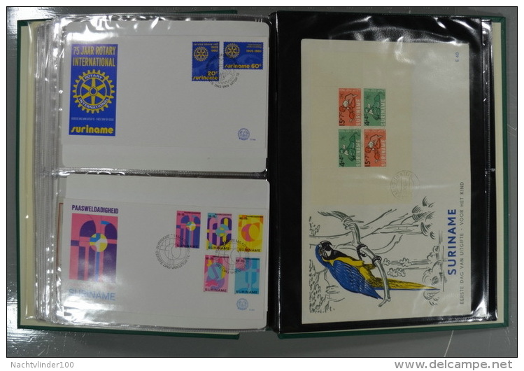 SURINAME FDC´S COLLECTION IN 3 IMPORTA PSI II ALBUMS FAUNA BIRDS FLORA TRANSPORT ONLY 10% CV! Ndf onbeschreven/unwritten